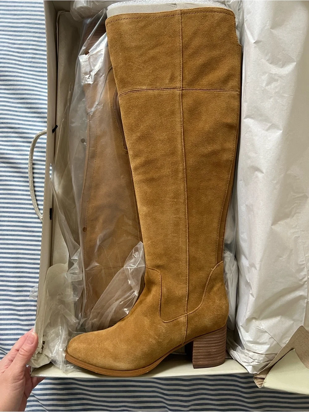 Marc Fisher Epic Over the Knee Boots Medium Brown Suede Size 7.5M Wide Calf